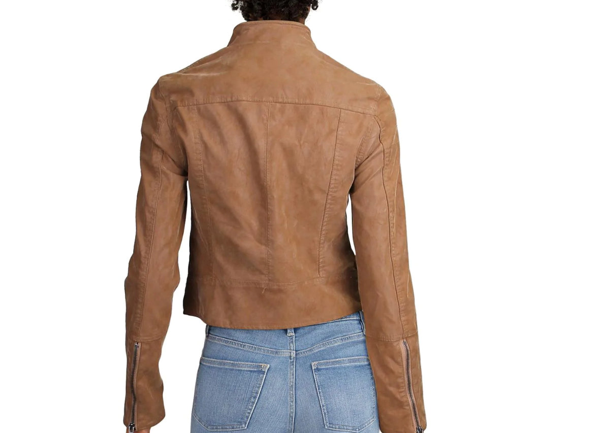 Jaqueta de couro sintético Fenix ​​feminina Free People, marrom, tamanho extra pequeno