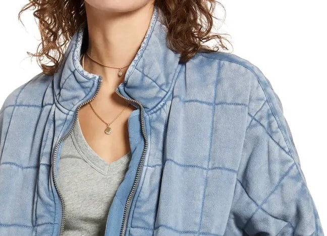 Casaco feminino de lã de cordeiro princesa Free People azul tamanho grande