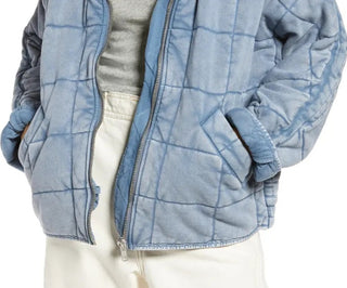 Casaco feminino de lã de cordeiro princesa Free People azul tamanho grande