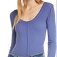 Blusa justa de algodão mescla Dark Side feminina Free People, roxa, tamanho X-S