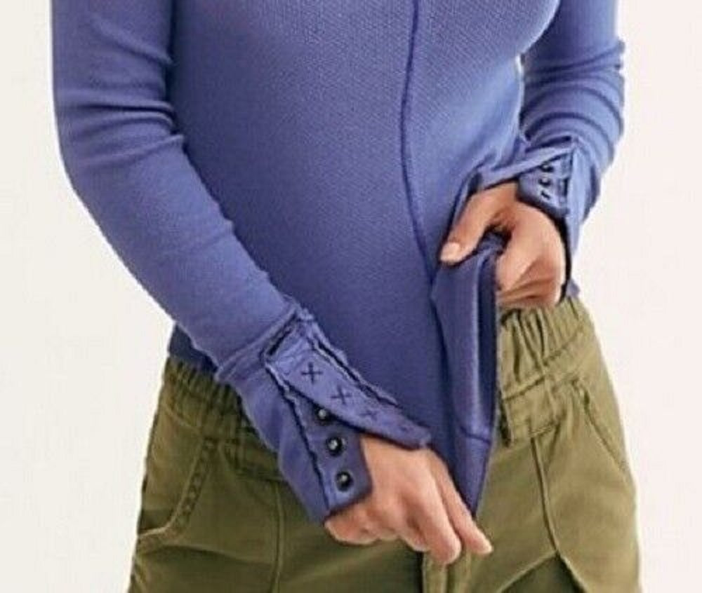 Blusa justa de algodão mescla Dark Side feminina Free People, roxa, tamanho X-S