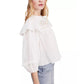 Blusa Laura com babados feminina Free People, branca, tamanho pequeno