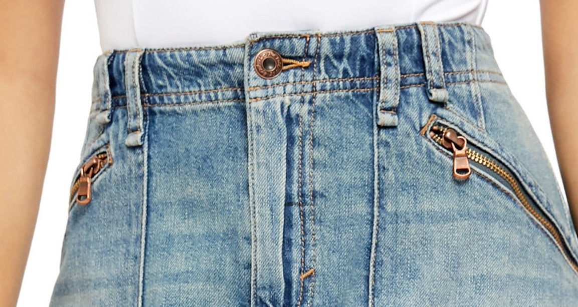 Minissaia Jeans Avenue Feminina Free People Azul Tamanho QUADRADO 24