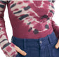 Camiseta feminina psicodélica com gola falsa, vermelha, tamanho X-S