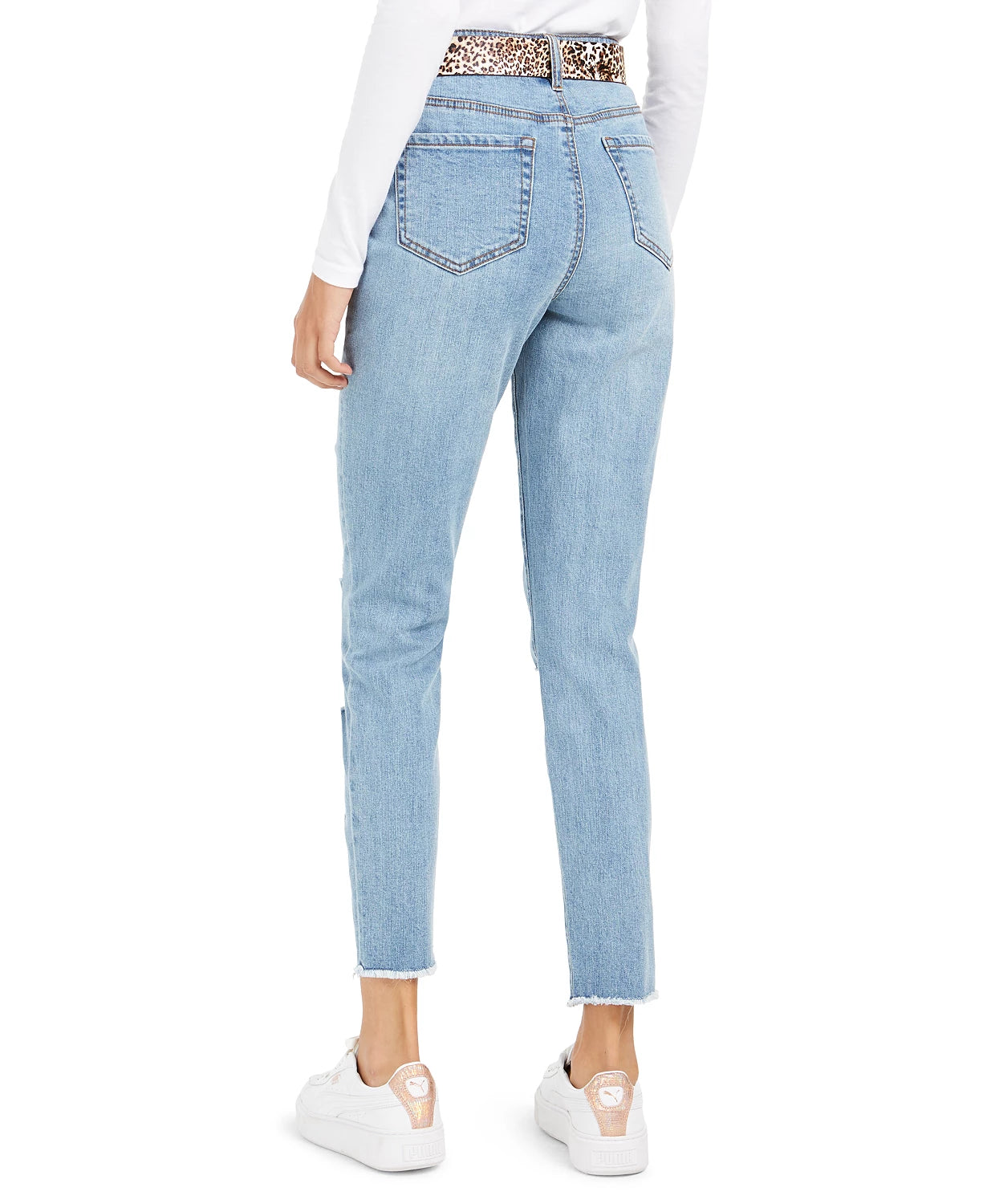 Calça jeans skinny rasgada com cinto azul da Dollhouse Juniors, tamanho 9