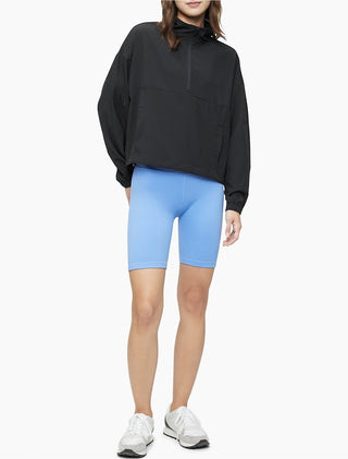 Calvin Klein Performance Pulôver feminino plus size com meio zíper, preto, tamanho 2X