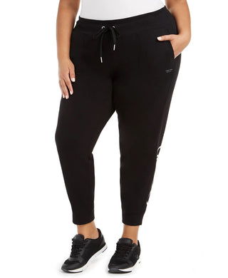 Calça jogger feminina plus size Calvin Klein Performance Active Fleece preta tamanho 3X