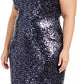 Vestido de lantejoulas Teeze Me feminino da moda plus size azul marinho tamanho 20