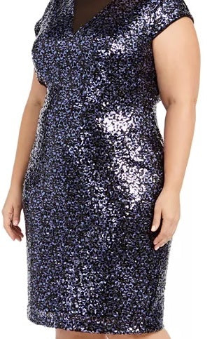 Vestido de lantejoulas Teeze Me feminino da moda plus size azul marinho tamanho 20