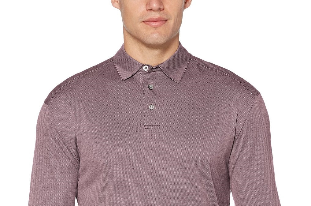 Polo masculino de manga comprida PGA Tour, roxo escuro, tamanho XX-G