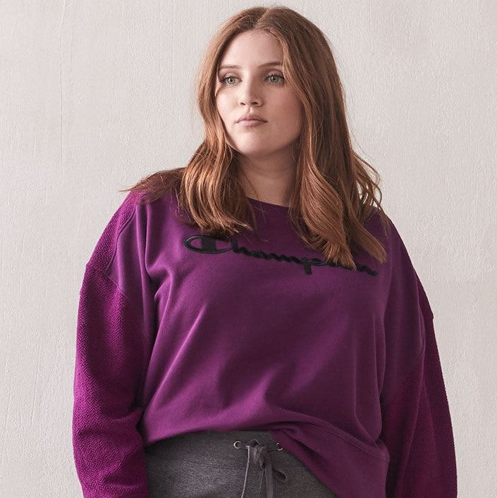 Moletom feminino plus size Heritage Herringbone, roxo escuro, tamanho 2X