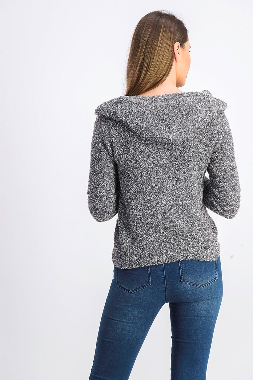 Moletom com capuz Crave Fame Juniors Marled Fuzzy, preto, tamanho extra grande