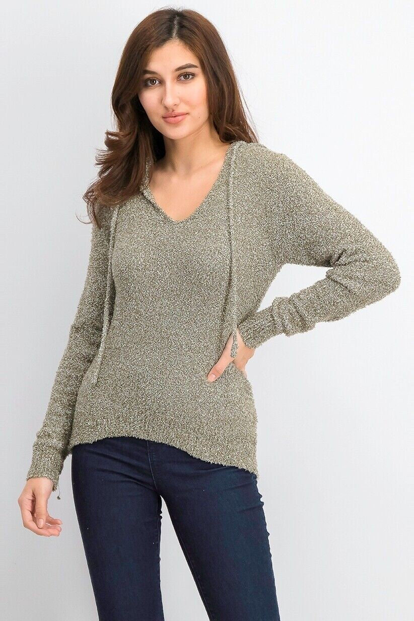 Moletom com capuz Crave Fame Juniors feminino mesclado e felpudo, verde-oliva, tamanho pequeno