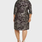 Vestido feminino Robbie Bee Plus Size com estampa de folha e nó lateral, preto, tamanho extra grande