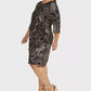 Vestido feminino Robbie Bee Plus Size com estampa de folha e nó lateral, preto, tamanho extra grande