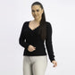 Blusa Henley de malha waffle aconchegante Ultra Flirt Juniors, preta, tamanho médio