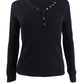 Blusa Henley de malha waffle aconchegante Ultra Flirt Juniors, preta, tamanho médio