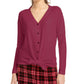 Blusa de malha waffle com amarração frontal Ultra Flirt Juniors, vermelho escuro, tamanho médio