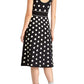 Vestido evasê feminino Rachel Rachel Roy com bolinhas, preto, tamanho extragrande