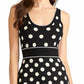 Vestido evasê feminino Rachel Rachel Roy com bolinhas, preto, tamanho extragrande