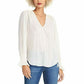 Blusa feminina Rachel Roy Lulu com decote em V e punho franzido, branca, tamanho extragrande