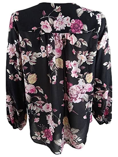 Blusa feminina Layla assimétrica com babados, preta, tamanho grande, Rachel Rachel Roy