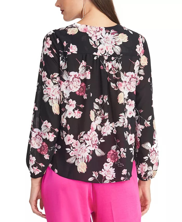 Rachel Roy Layla Top assimétrico com babados feminino, preto, tamanho extragrande