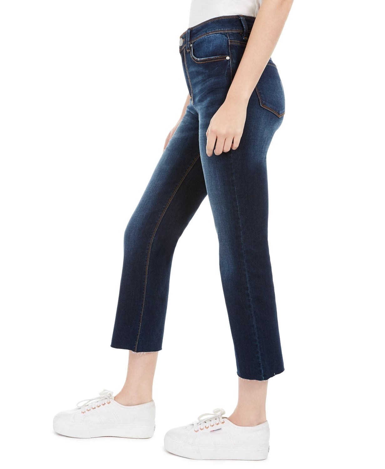 Calça jeans flare cropped rasgada Indigo Rein Juniors, azul escuro, tamanho 1