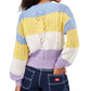 Suéter listrado com mangas bufantes Ultra Flirt Juniors, tamanho extra grande, azul