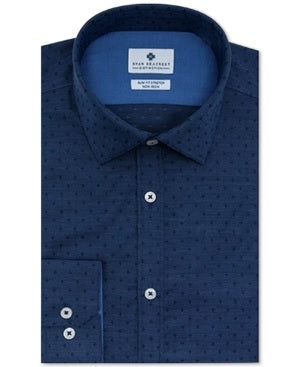 Camisa social masculina Ryan Seacrest Distinction Ultimate Slim Fit Performance Stretch Dobby, azul, tamanho 16x32-33