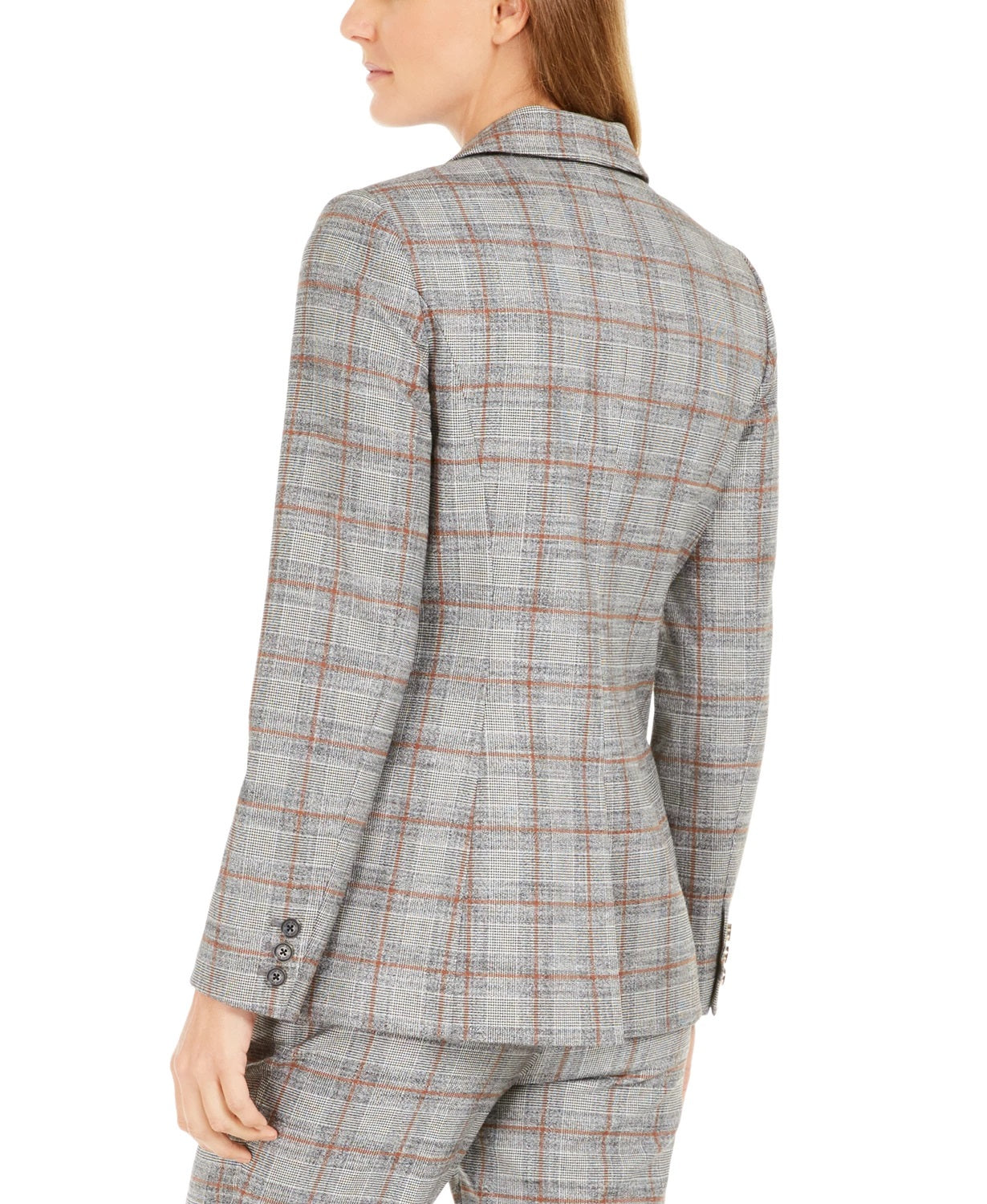 Calvin Klein Blazer Xadrez Feminino de Um Botão Marrom Tamanho 16