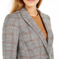 Calvin Klein Blazer Xadrez Feminino de Um Botão Marrom Tamanho 16