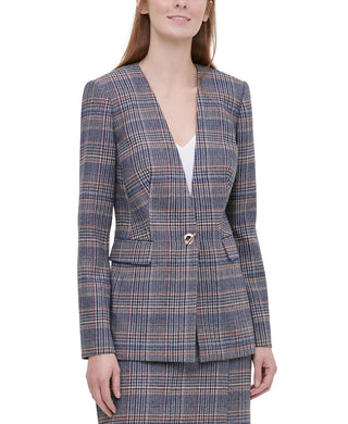 Calvin Klein Blazer Xadrez Tweed Feminino Marrom Tamanho 10