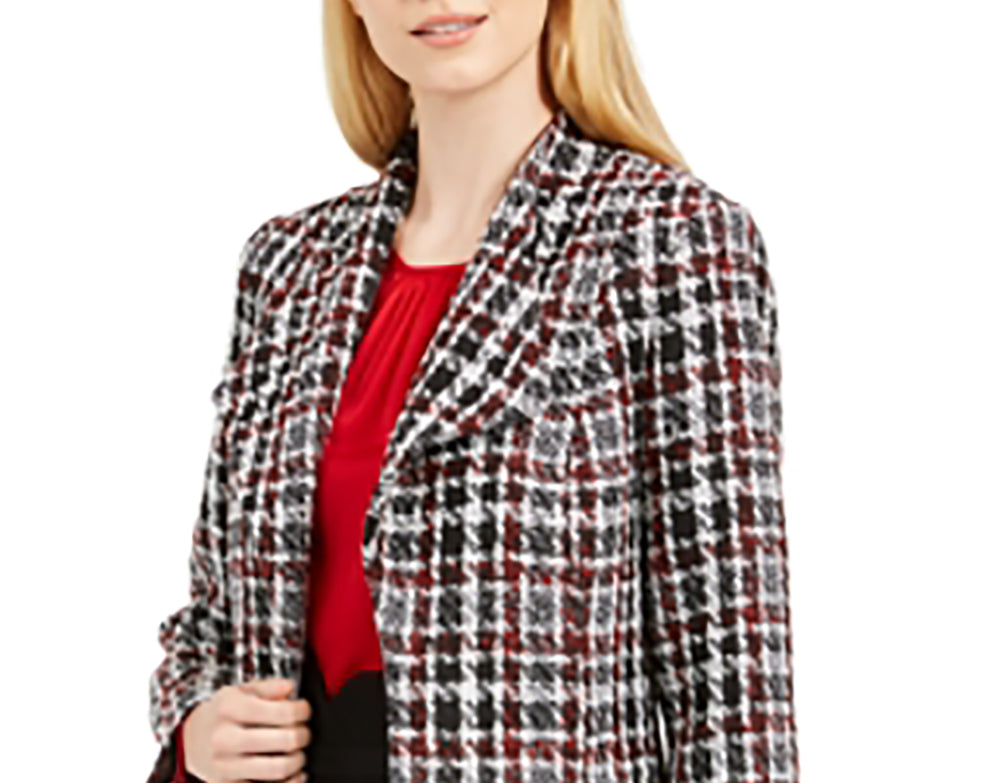 Jaqueta Calvin Klein Feminina Tweed Xadrez Topper Vermelha Tamanho 14