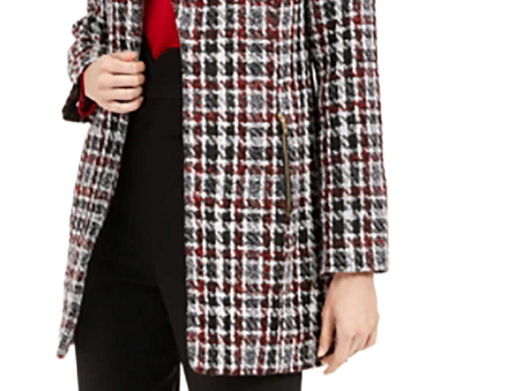 Jaqueta Calvin Klein Feminina Tweed Xadrez Topper Vermelha Tamanho 14
