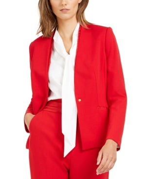 Calvin Klein Blazer Feminino de Botão Único Vermelho Tamanho 12
