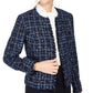 Jaqueta Calvin Klein Feminina Tweed Desfiada Azul Tamanho 6