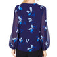 Blusa Calvin Klein Feminina Estampada Floral Pintuck Plissada Azul Tamanho Extra Pequeno
