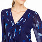 Blusa Calvin Klein Feminina Estampada Floral Pintuck Plissada Azul Tamanho Extra Pequeno