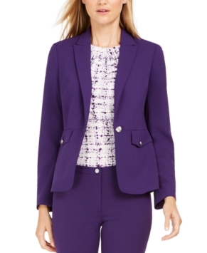 Calvin Klein Women's One-Button Blazer Purple Size 0
