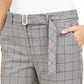 Calça Calvin Klein Feminina Estampada Windowpane com Cinto Cinza Tamanho 14