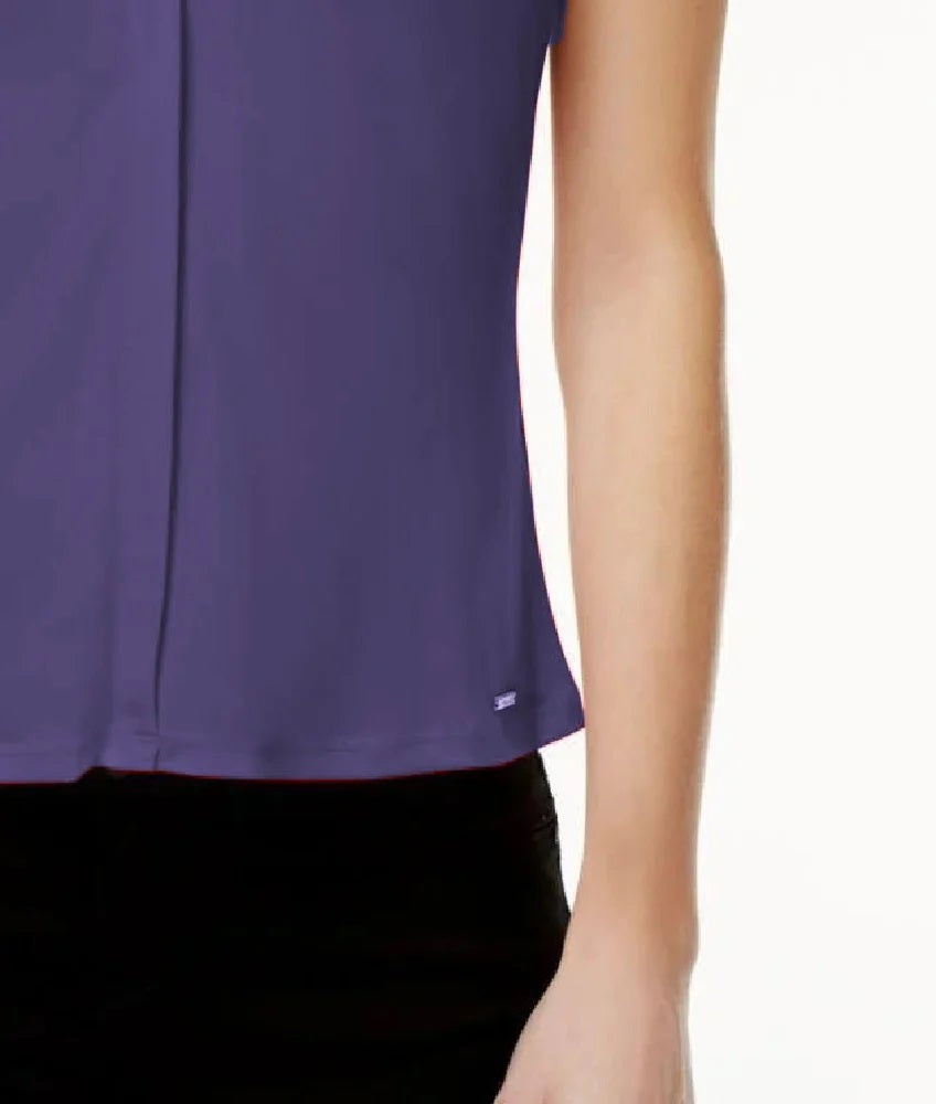 Blusa feminina Calvin Klein sem mangas com decote em V, roxa, tamanho médio