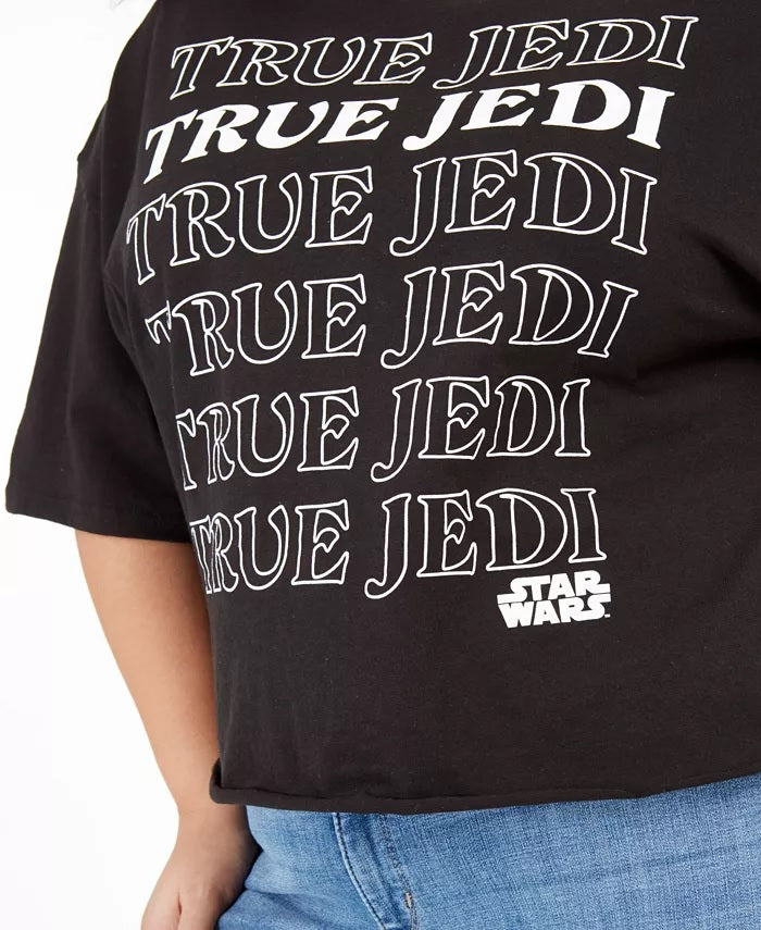 Camiseta feminina plus size True Jedi da Mighty Fine, preta, tamanho 2X