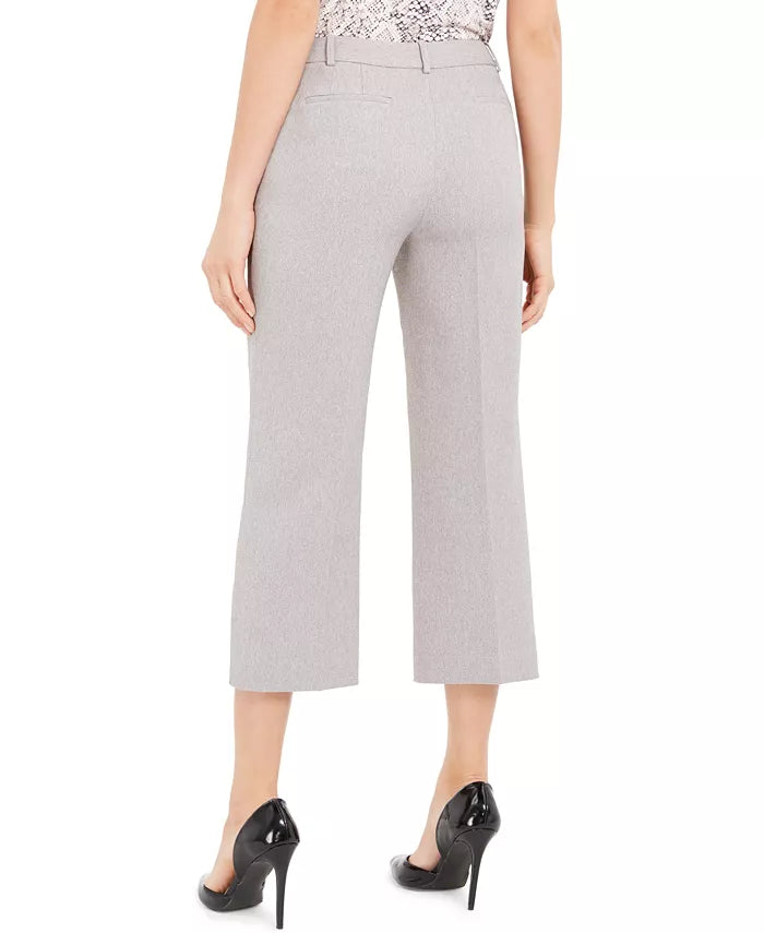 Calça curta de sarja Calvin Klein feminina com bolso e zíper, cinza, tamanho 12, pequena
