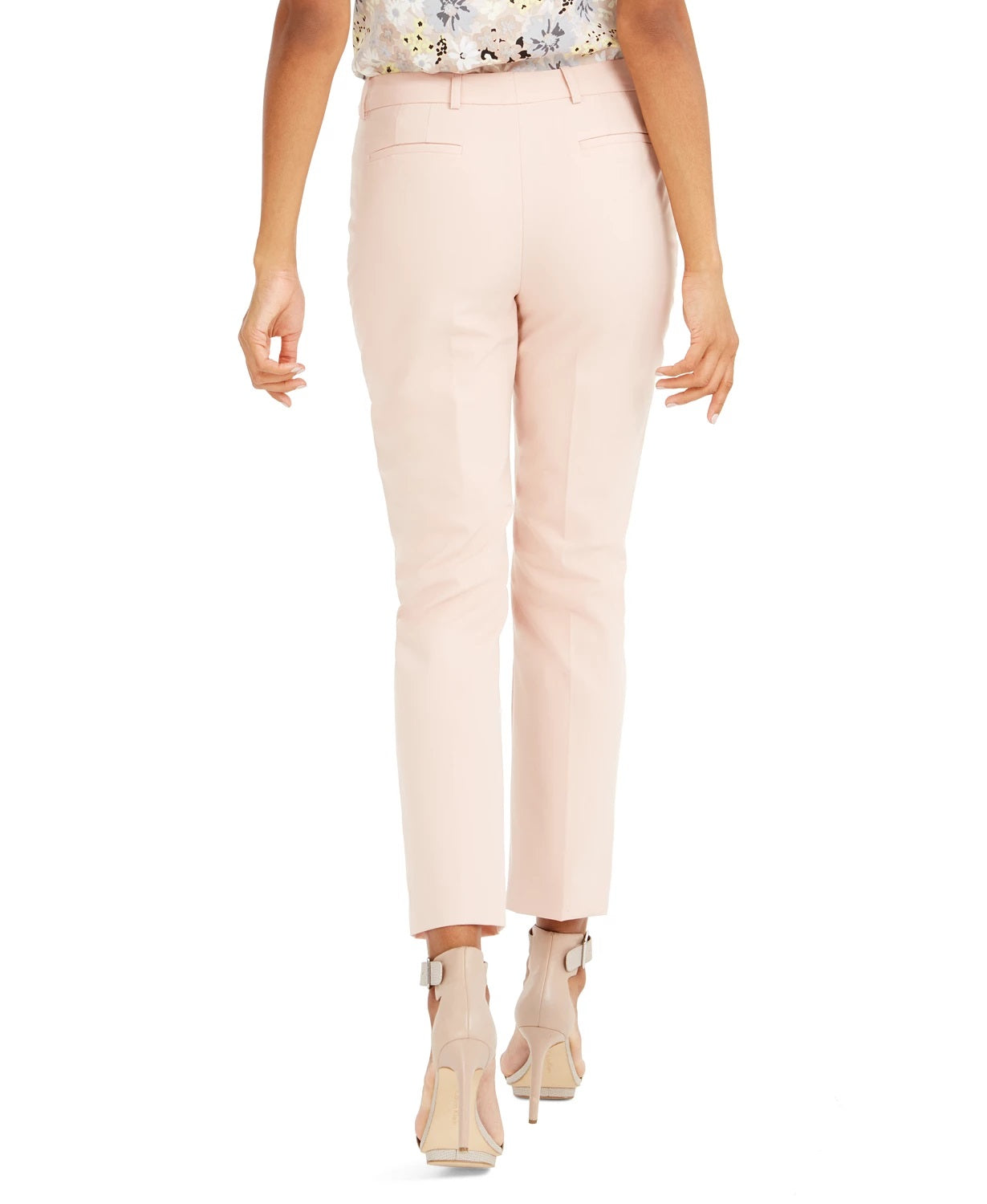 Calça social feminina Calvin Klein Petite com perna reta, rosa, tamanho 14 P