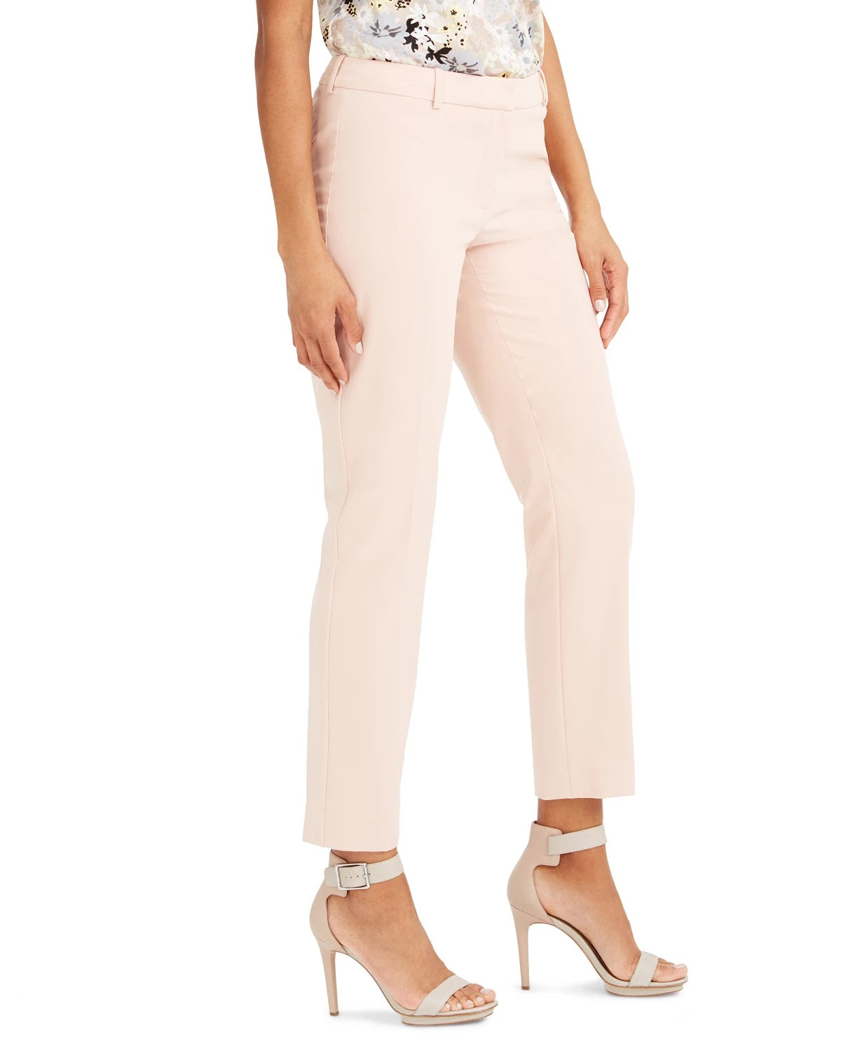 Calça social feminina Calvin Klein Petite com perna reta, rosa, tamanho 14 P
