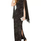 Vestido de chiffon flocado feminino com detalhes embelezados, prateado, tamanho 6