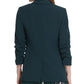 Blazer feminino DKNY com manga franzida e abertura frontal, verde, tamanho 8