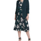 Blazer feminino DKNY com manga franzida e abertura frontal, verde, tamanho 8