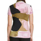 Blusa feminina DKNY com estampa de sobrepeliz e gola alta, rosa brilhante, tamanho pequeno